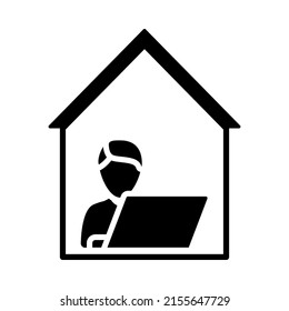 Home Office Icon. Black Stencil Design. Vector Illustration.