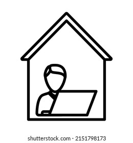 Home Office Icon. Bold outline design with editable stroke width. Vector Illustration.