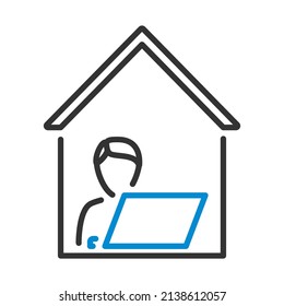 Home Office Icon. Editable Bold Outline With Color Fill Design. Vector Illustration.
