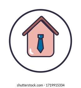 Home office icon. Quarantine sign. Flat design