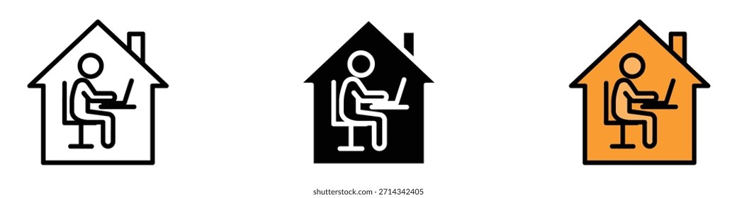 Vector del icono de la oficina en el hogar. trabajo desde cualquier lugar, símbolo de trabajo flexible. Ilustración vectorial.