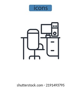home office icons  symbol vector elements for infographic web