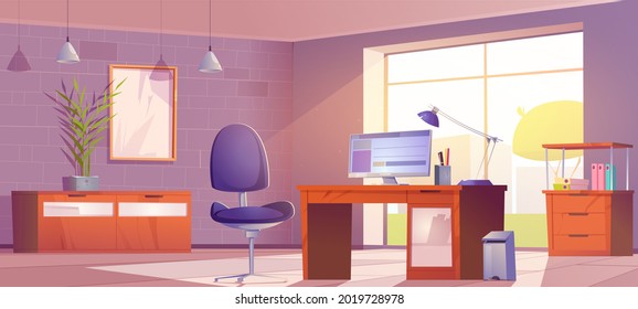 Home office interior, room for working with pc