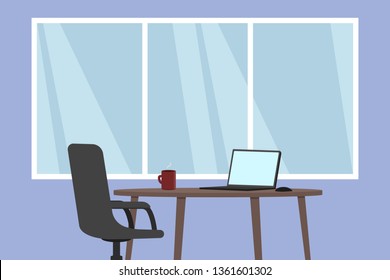 Home office interior. Vector illustration.