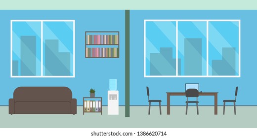 Home office interior. Vector illustration.