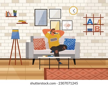 Home office. Interior vector illustration. Work from home. Furniture in workspace arranged for optimal workflow and efficiency Working remotely Interior design minimalist approach for room design