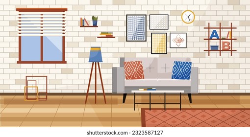 Home office. Interior vector illustration. Work from home. Office space designed to enhance creativity and innovation Welcoming and inspiring atmosphere Room functional and comfortable workspace