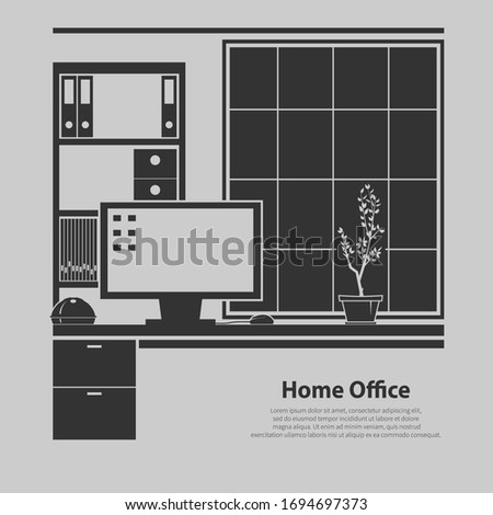 Home office interior. Vector illustration