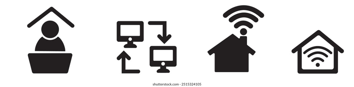 Oficina en casa y el trabajo relacionado con el conjunto de iconos. Iconos de la oficina en casa Ilustración vectorial