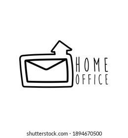 home office lettering campaign with envelope line style vector illustration design