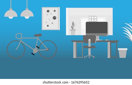 Home office life in the city vector illustration