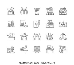 Home office line icons, signs, vector set, outline illustration concept 