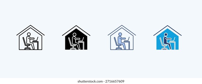 Vector de ilustración de icono múltiple de oficina en el hogar