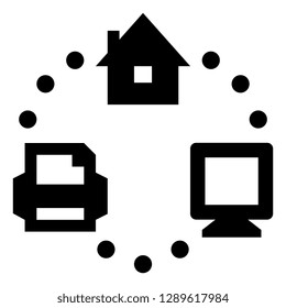 Home Office Network Vector Icon