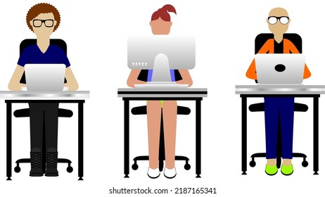 home office on line equipo inclusivo personas ilustración set pack en formato vectorial