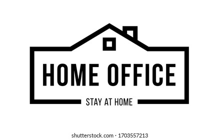 Home Office Plate, Nameplate, Door Sign. Table, Symbol With Text: Stay At Home. Stay Home Banner.