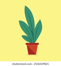 Home and Office Potted plant vector illustration design with off white background or plant illustration with green leaves 