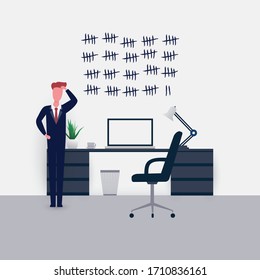 Home Office, Quarantine Should End Soon - Never Give Up - Vector Concept Design 
