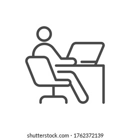 Home office remote work icon editable stroke computer desktop laptop