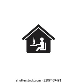 Home office remote work icon. Work from home icon. Remote job, workspace, globalization,