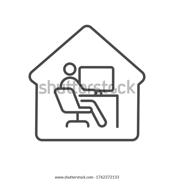 Home Office Remote Work Icon Editable Stock Vector (Royalty Free ...