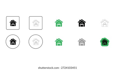 Conjunto de ícones de tecnologia de trabalho remoto para escritórios residenciais projetado em estilo colorido pixelado de linha sólida para o trabalho a partir de conceitos domésticos.