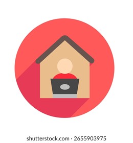 Home Office rounded flat color, mini illustration icon. use for modern concept, print, UI, UX kit, web and app development. Vector related to remote working, work from home.