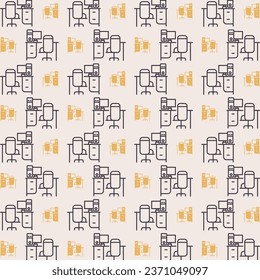 Home office seamless pattern in beautiful background vector illustration