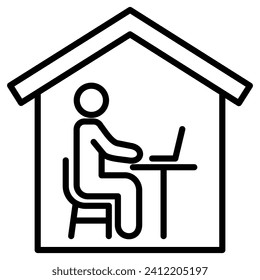 Home Office Setup icon line vector illustration