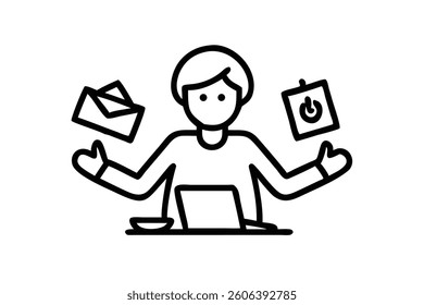 Home office setup for a small business owner, focused on managing tasks, using laptop, coffee, and paper files for productivity