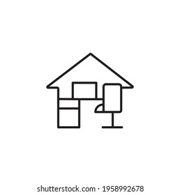 Home office simple thin line icon vector illustration