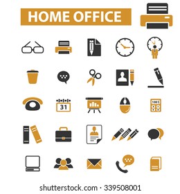 home office, supplies, time management  icons, signs vector concept set for infographics, mobile, website, application
