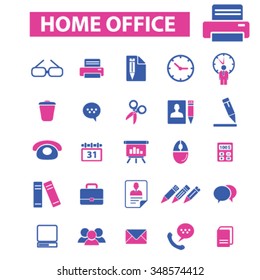 home office, supplies, time management  icons, signs vector concept set for infographics, mobile, website, application