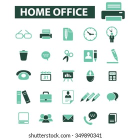 home office, supplies, time management  icons, signs vector concept set for infographics, mobile, website, application
