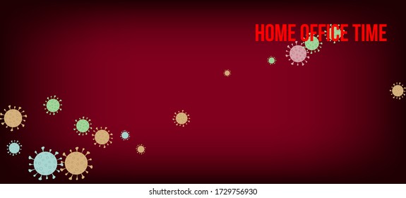 Home Office Time Vector Banner. Flat Cartoon Coronavirus Medical Banner. Business Information During Coronavirus Quarantine. Home Office Time Vector Banner. Virus Protection Flat Corona Web Page.