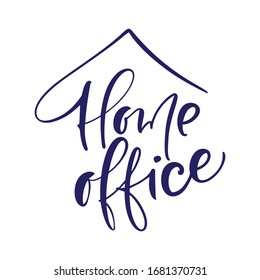 Home office vector calligraphy lettering text to reduce risk of infection and spreading the virus. Work at home logo. Coronavirus Covid-19, quarantine motivational poster.