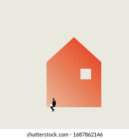 Konzept der Vektorillustration im Heimbüro. Symbol der Arbeit von zu Hause aus während Quarantäne und Selbstisolierung. Minimales Kunstdesign. Eps10 Illustration.