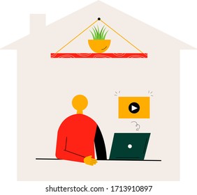 home office vector illustration, working from home flat design illustration eps 10