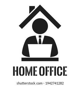 Home office vector pictogram on white background, working at home vector icon