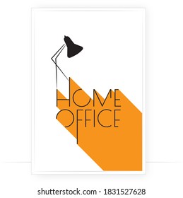 Home office, vector. Scandinavian minimalist poster design. Wall art, artwork. Wording design, lettering