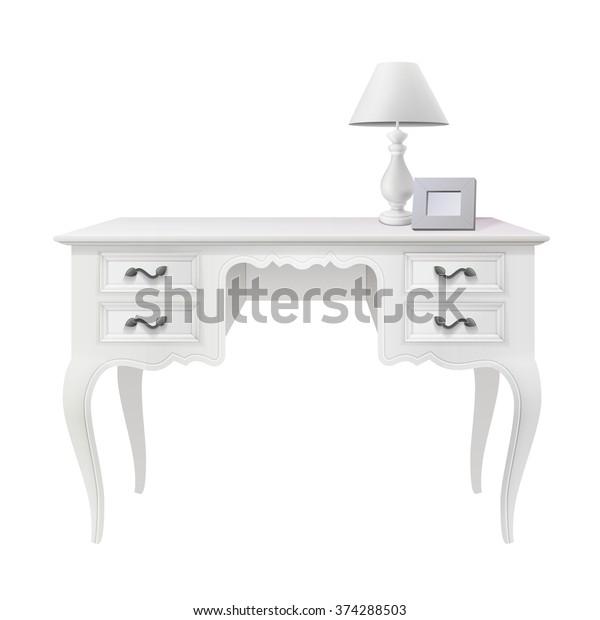 Home Office White Vintage Desk Table Stock Vector Royalty Free