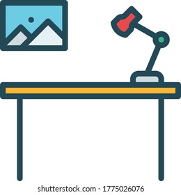 Home Office Work Desk Concept Vector Color Icon Design,