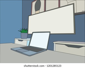 Home Office workplace. Programmer, designer or freelancer office workstation. Quiet modern place for work.