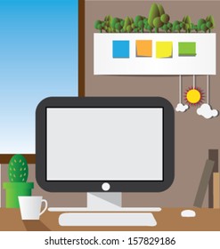 Home Office, workplace. A vector illustration