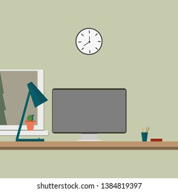 home office workspace graphic element Illustration template design