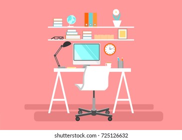 Home office. Workspace. Vector.