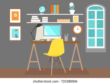 Home office. Workspace. Vector.
