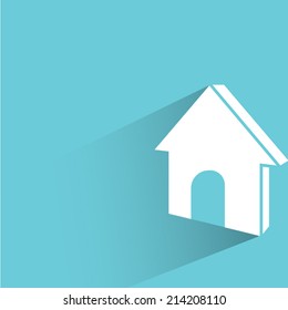 home on blue background