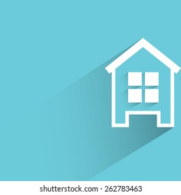 home on blue background, flat and shadow theme