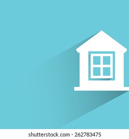 home on blue background, flat and shadow theme